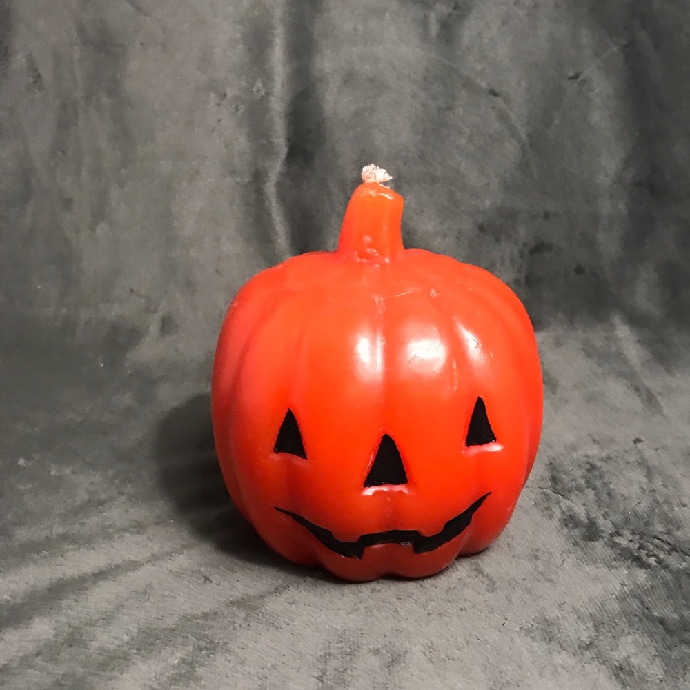 Pumpkin Shaped Candle Decor Fall Autumn Orange  5" Halloween Decor